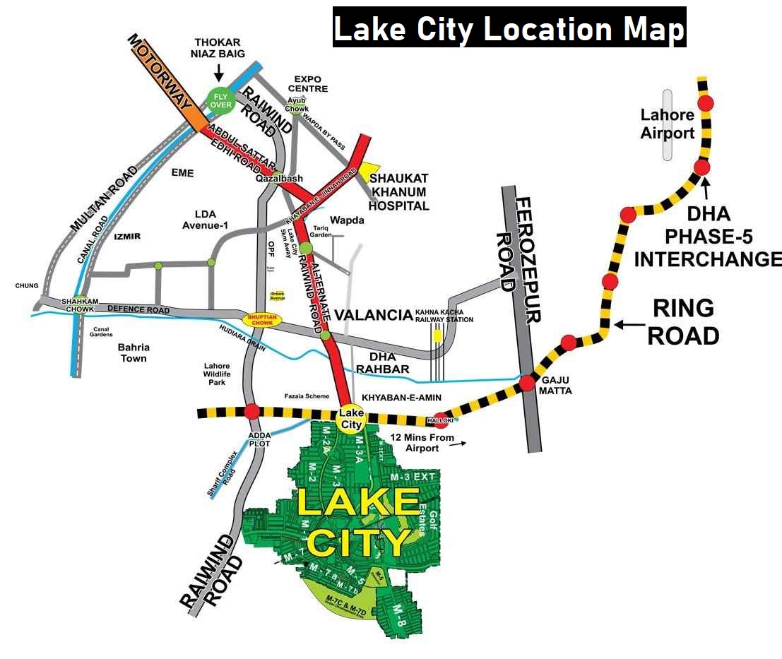 Lake City Lahore Location