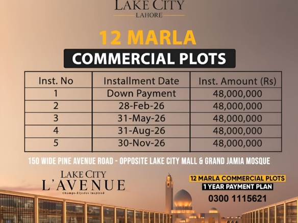 Lake City Lahore 12 Marla Commercial Plots at Pine Avenue